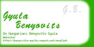 gyula benyovits business card